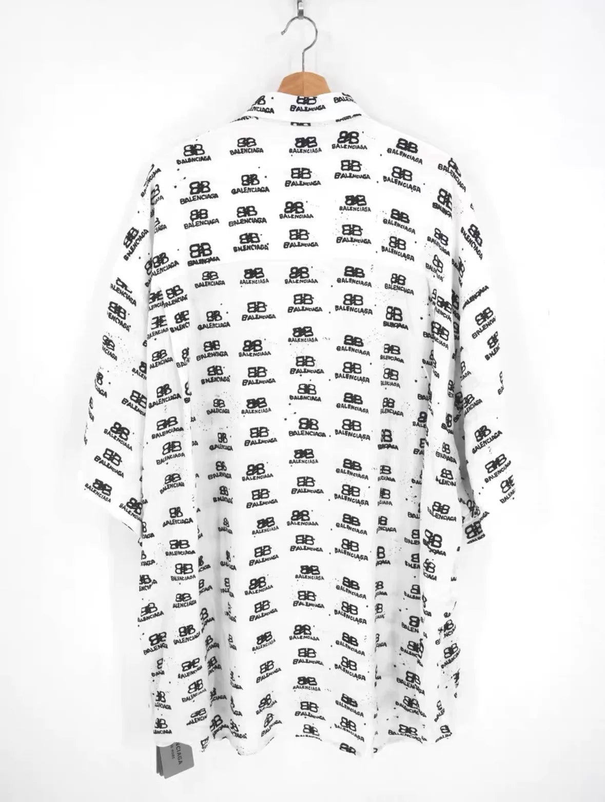balenciaga oversized all over logo shirt