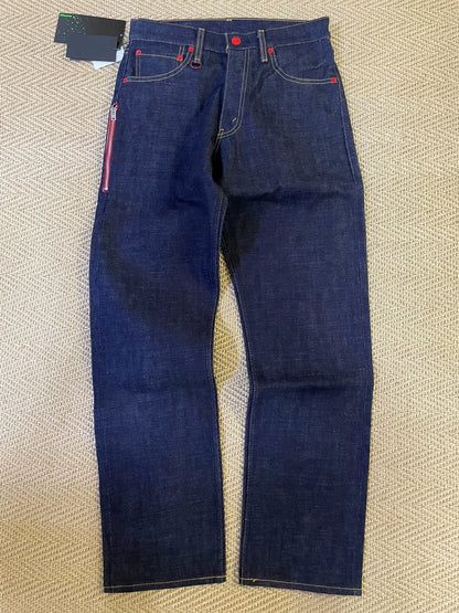 fenom x affa red embroidered denim pants