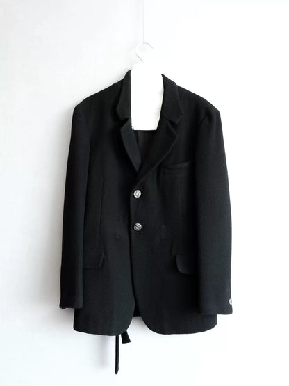 yohji yamamoto black jacket with silver buttons