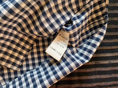 navy roll-up gingham check shirt