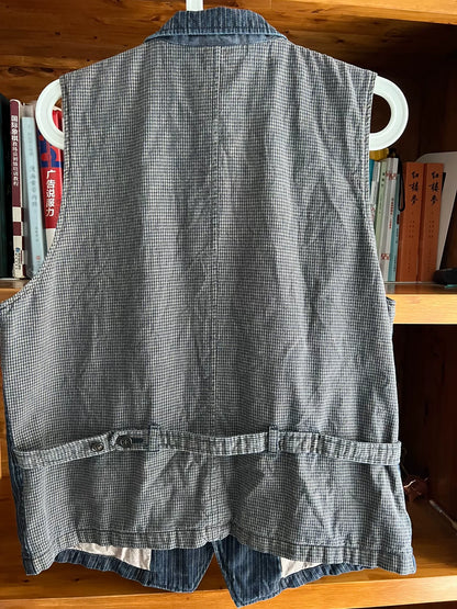 vintage blue striped work vest by KRM