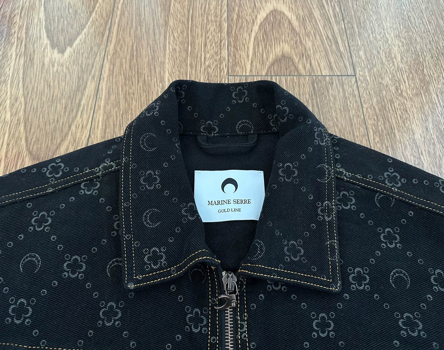 marine serre moon jacquard denim jacket