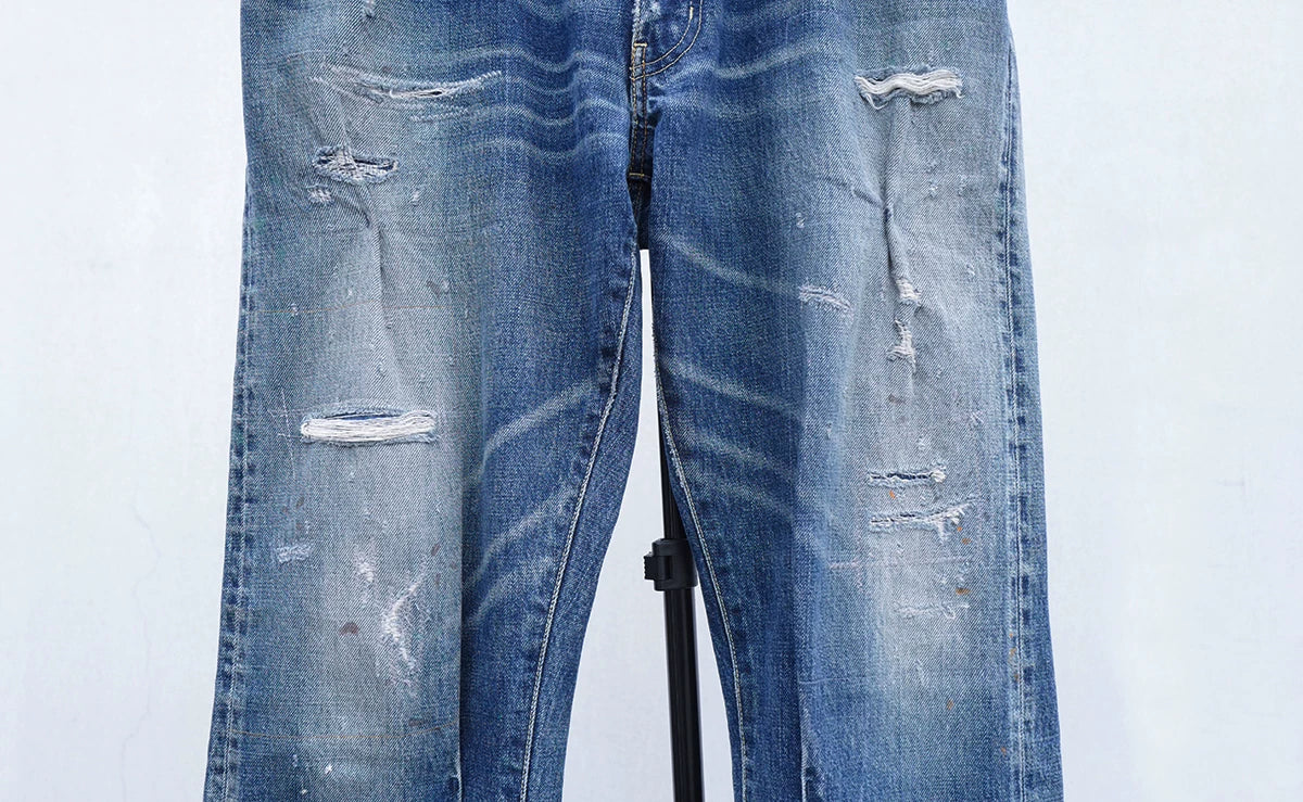visvim journeyman denim pants with damage