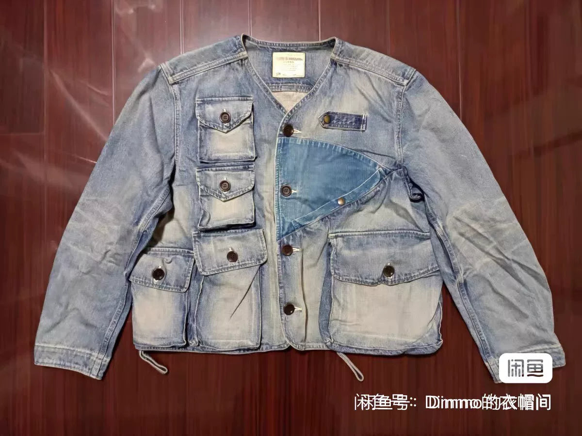 Gypsy & Sons Collarless Multi-Pocket Denim Jacket