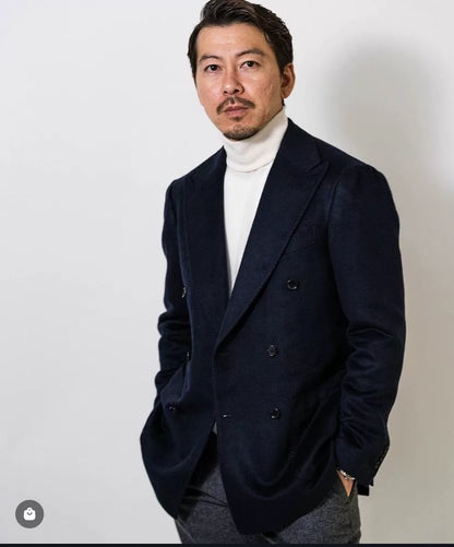 navy double-breasted ring jacket