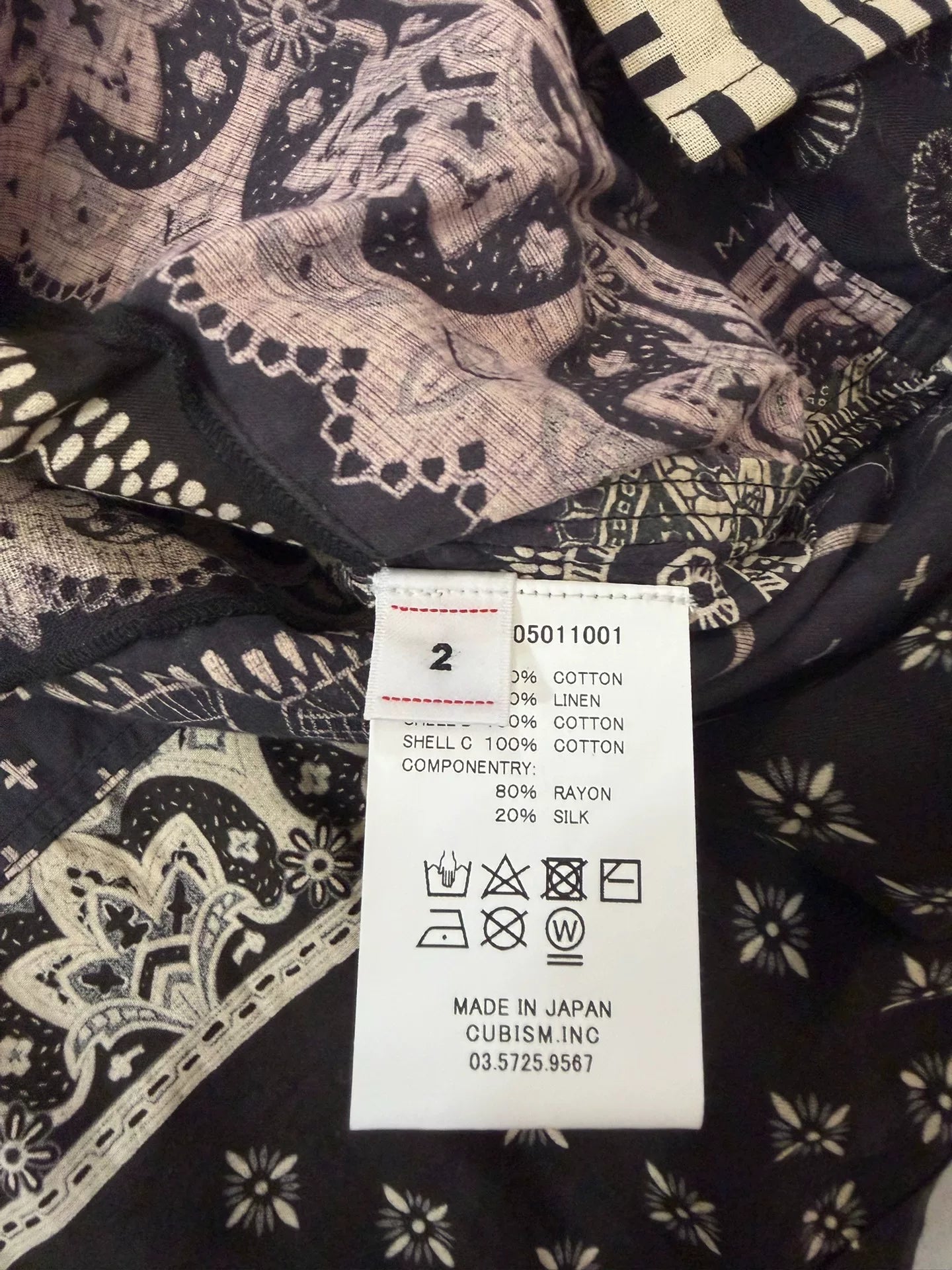 VISVIM 19SS ICT TUNIC P.O. Black Paisley