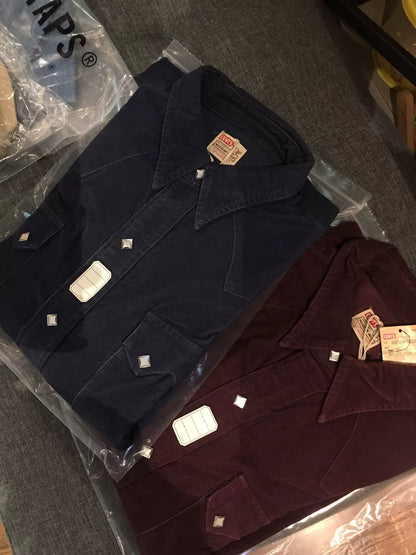 levi's lvc corduroy shirt in navy and wine