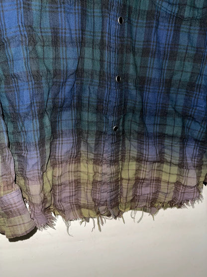 Saint Laurent Paris Blue Gradient Plaid Shirt
