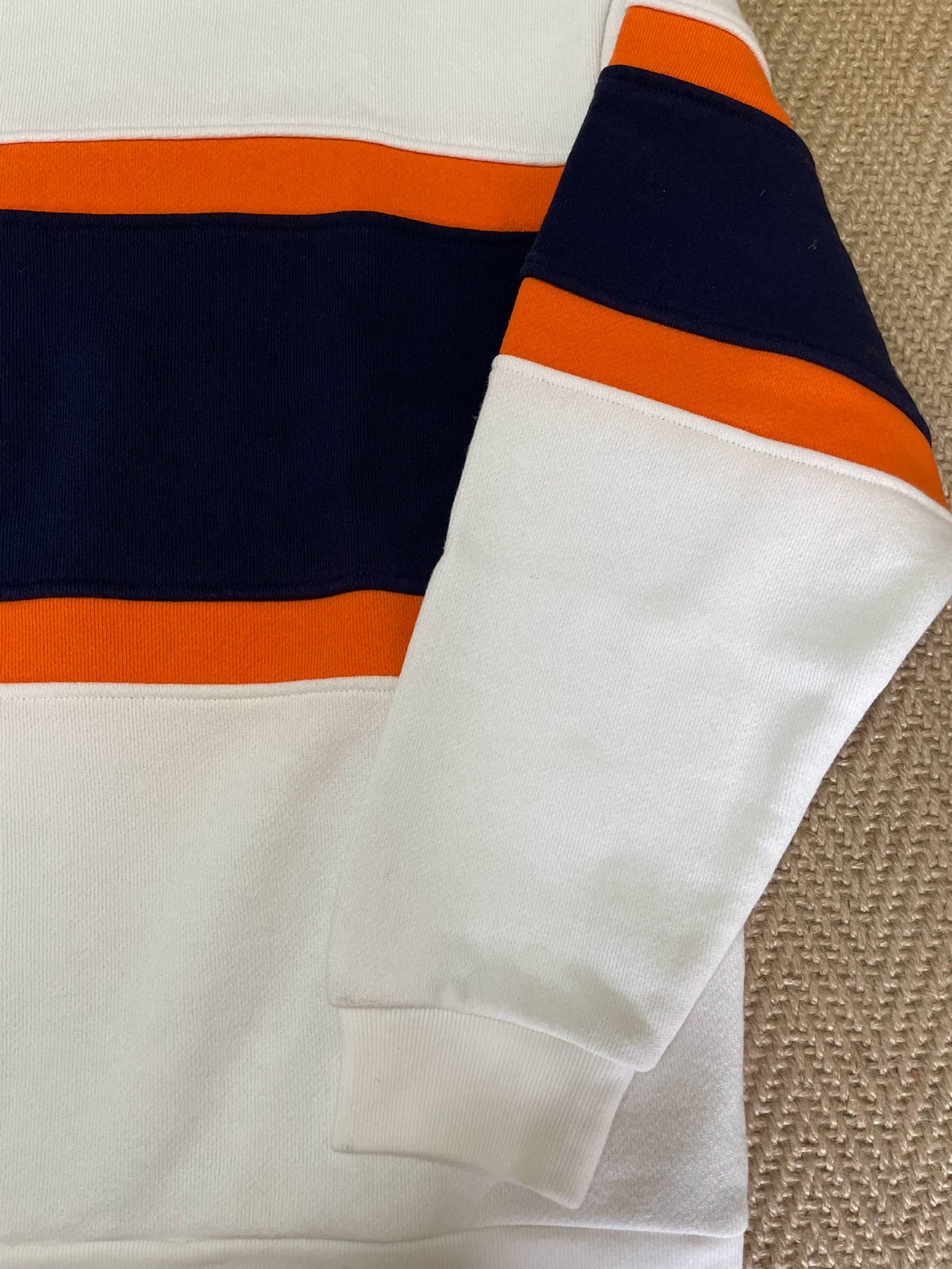 BEAMS Striped Color Block Fleece-Lined Relaxed Pullover