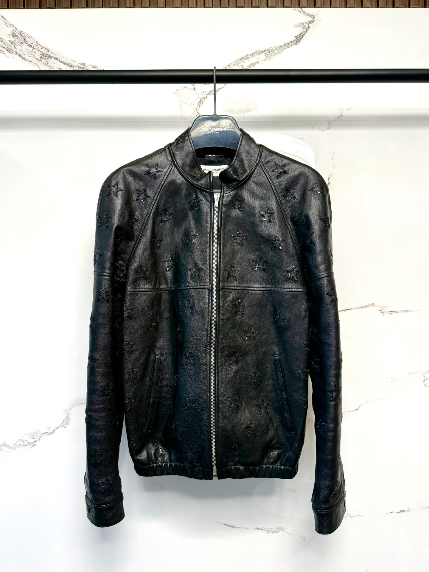 saint laurent star pattern leather jacket