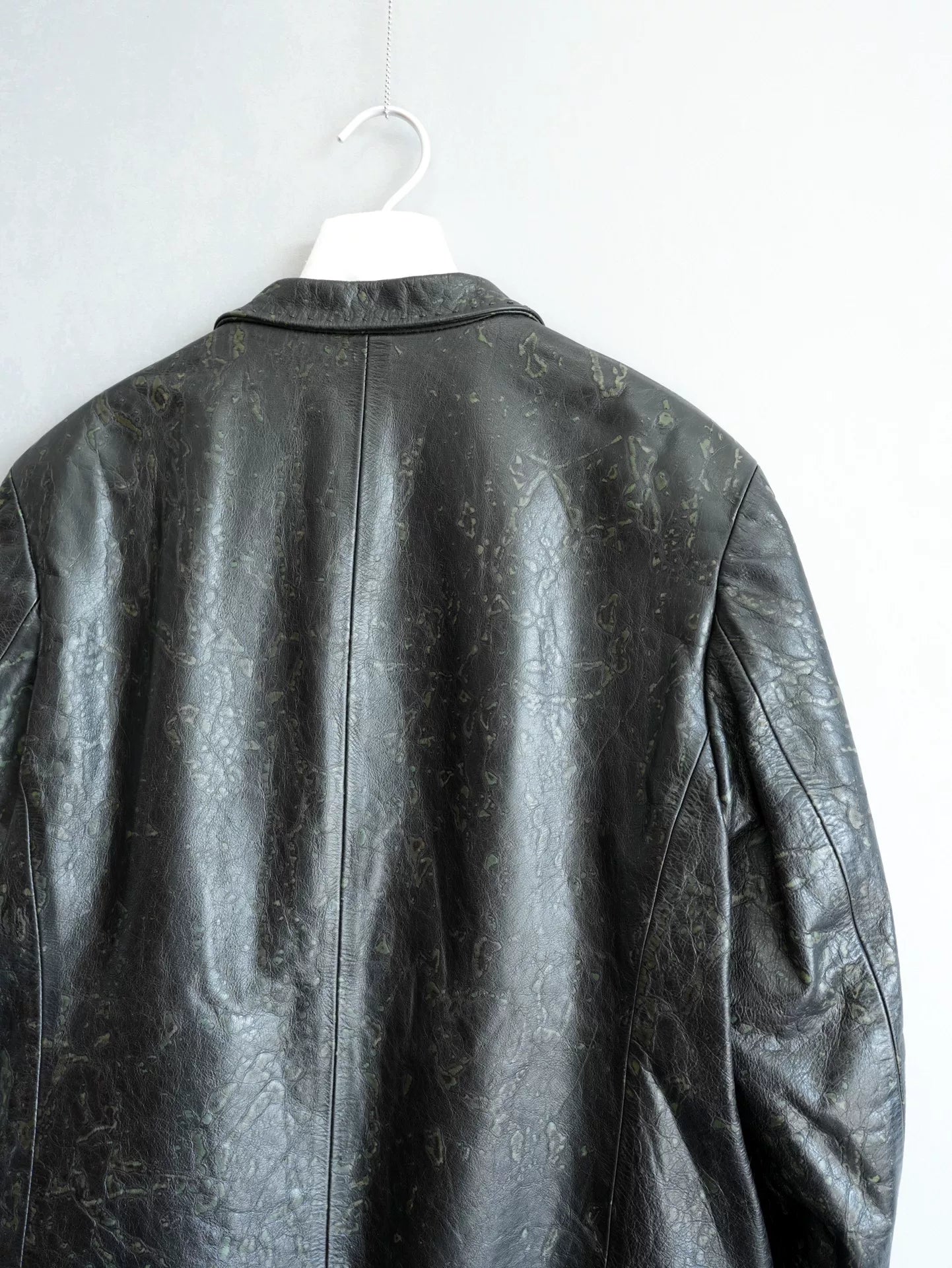 yohji yamamoto limited edition patterned leather jacket