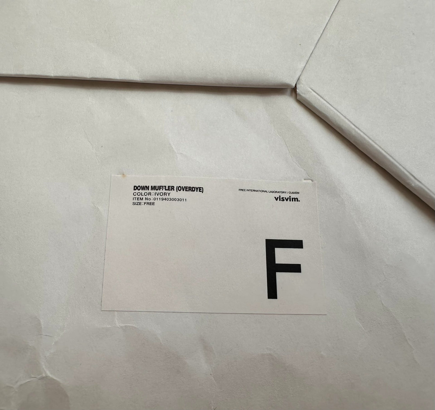 visvim down muffler scarf in ivory