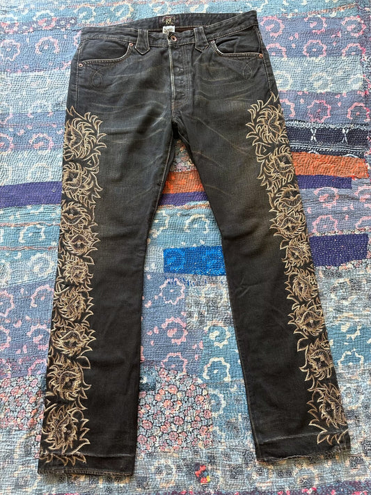 rrl vintage embroidered denim pants