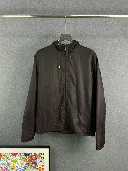 gucci dark pattern logo cotton jacket