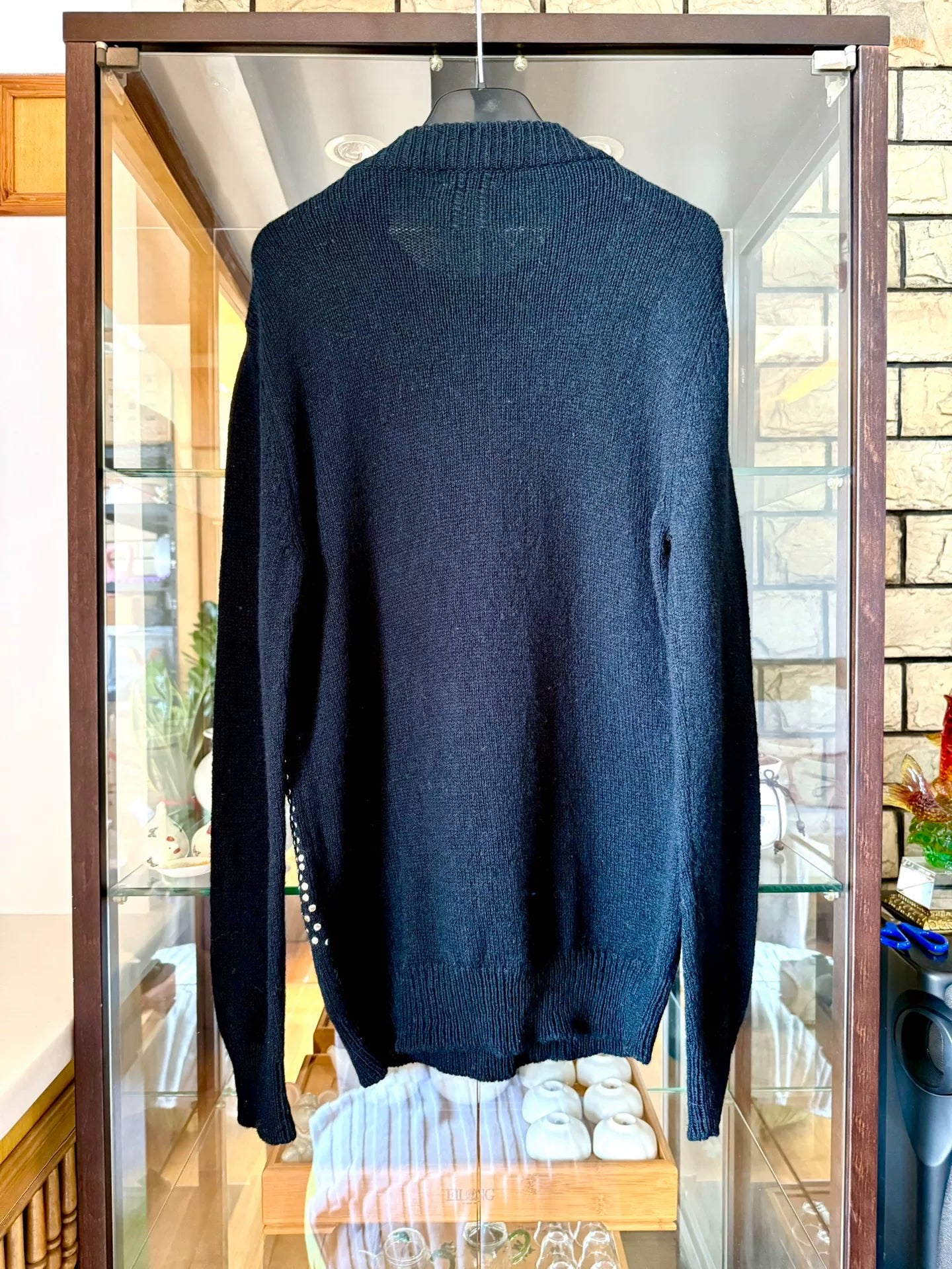 saint laurent black studded wool sweater