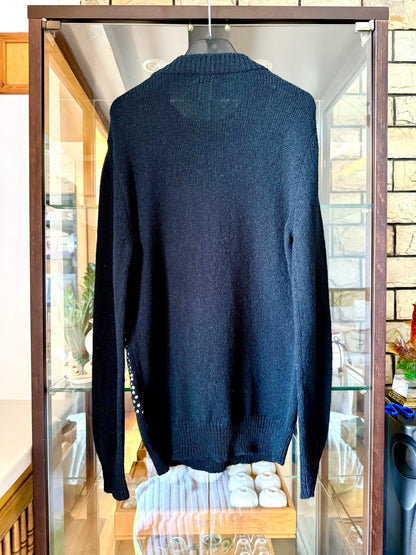 saint laurent black studded wool sweater