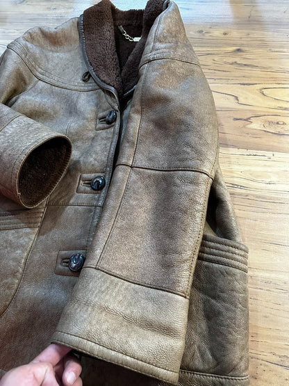 RRL Distressed Shearling Leather Jacket