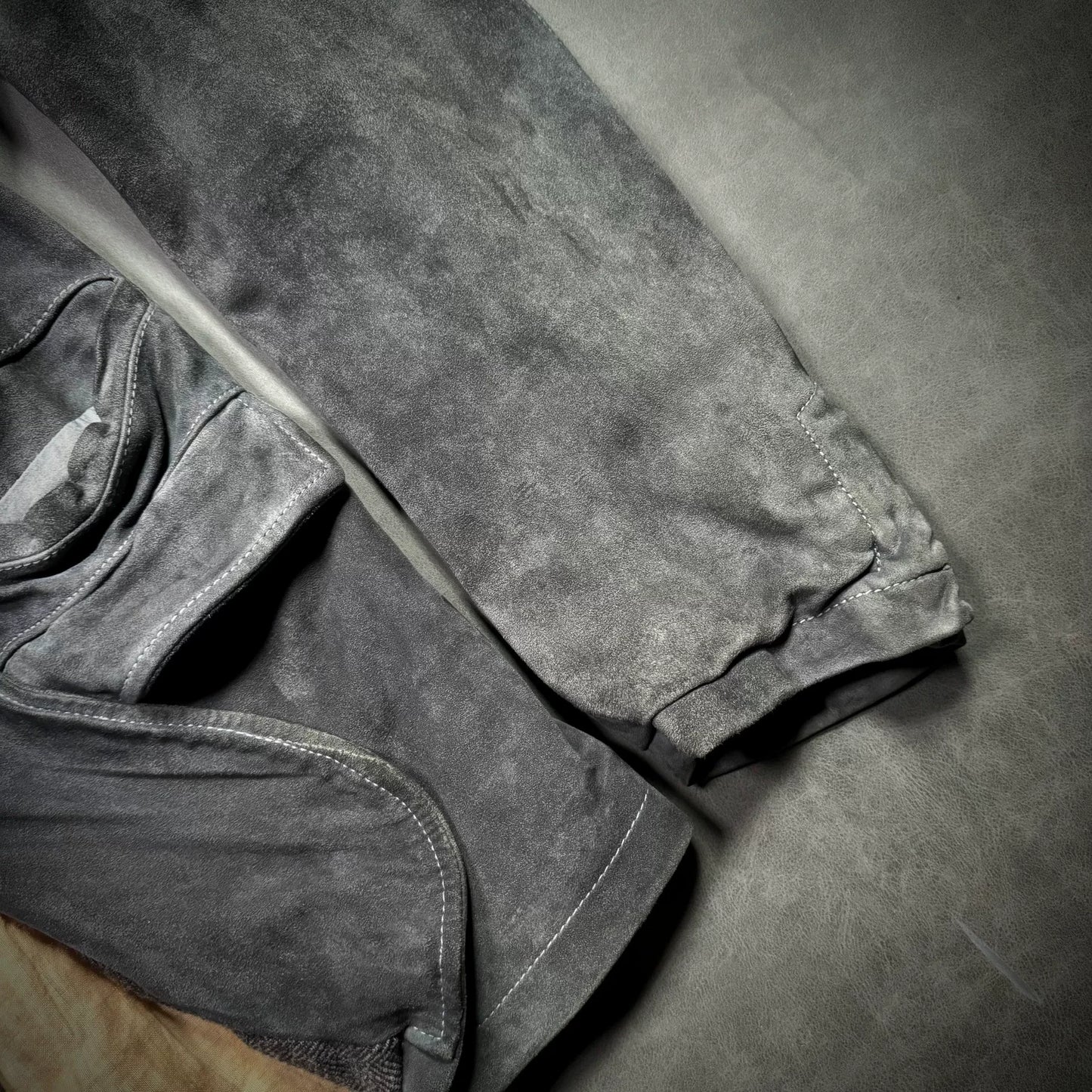 George Blatto Men's Distressed Gray Leather Jacket