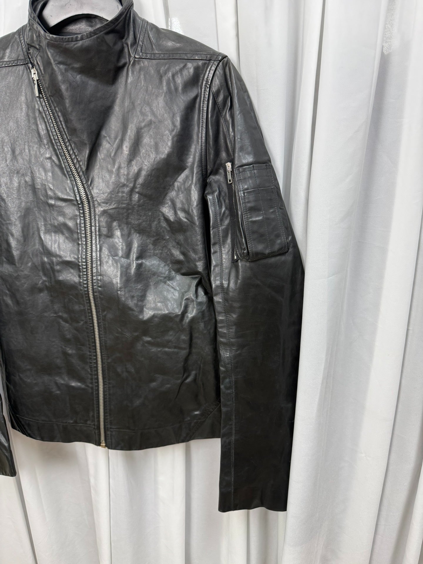 Rick Owens Stand Collar Biker Jacket
