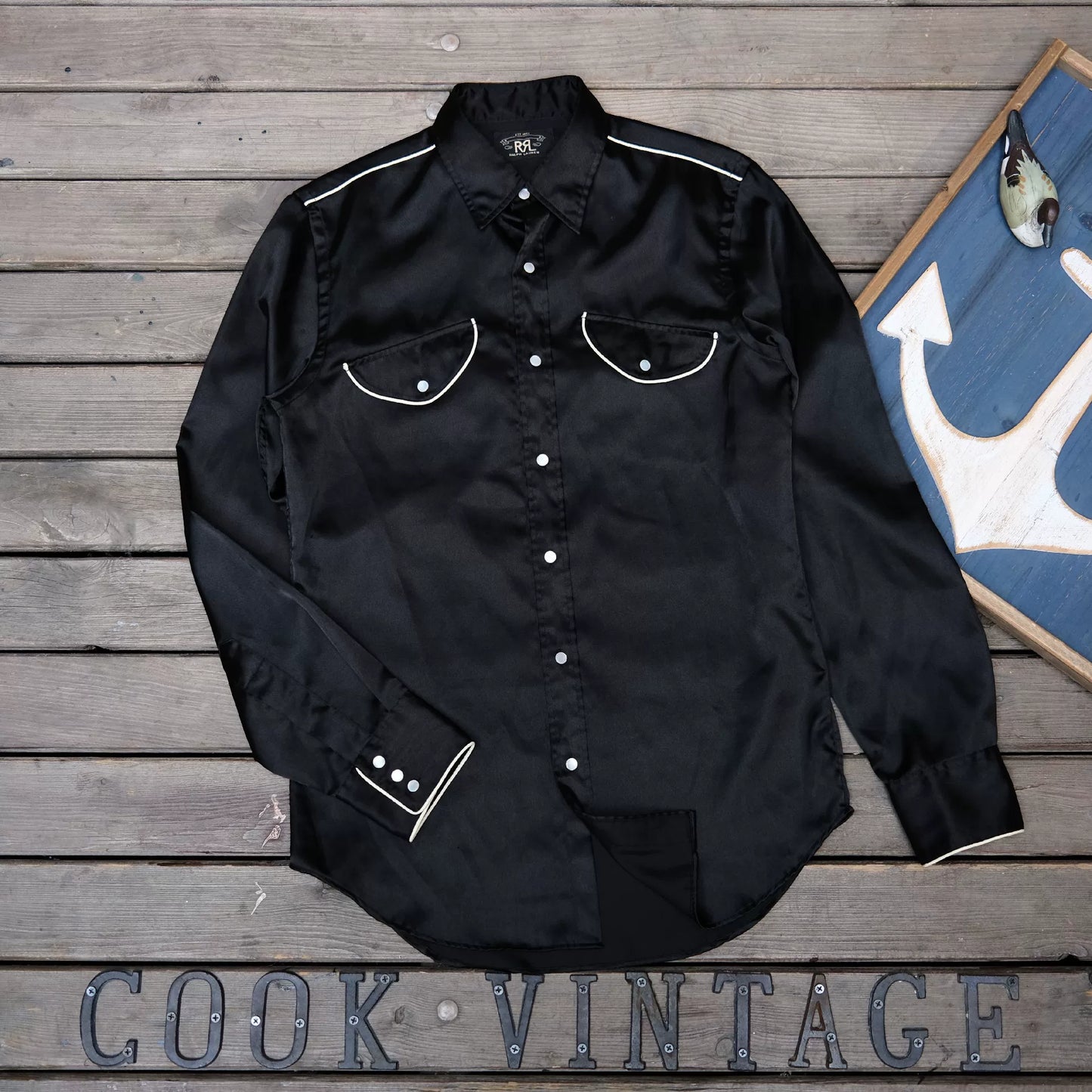 RRL Bull Head Embroidery Silk Western Shirt
