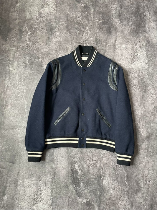 Saint Laurent Navy Varsity Wool Jacket