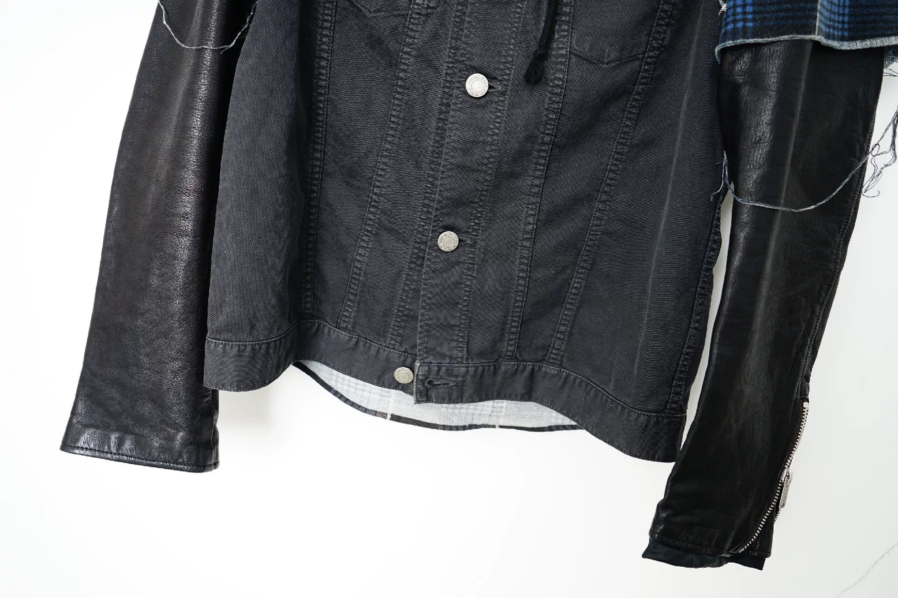 Undercover Leather Sleeve Denim Jacket