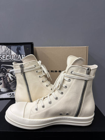 RickOwens Drkshdw White High-Top Canvas