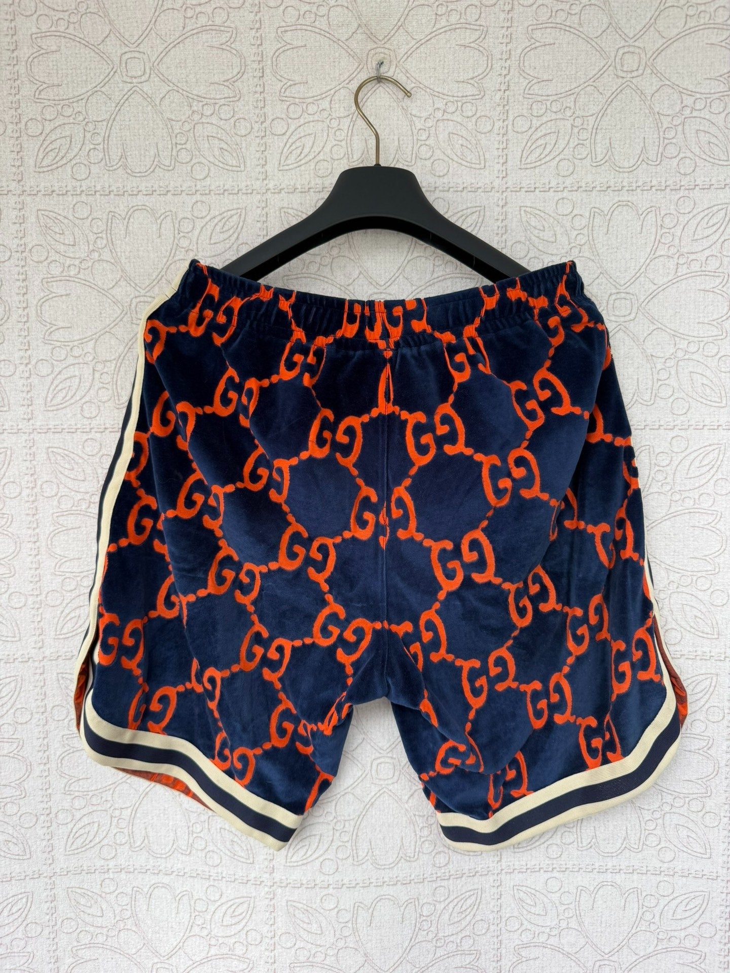 gucci double g velvet print shorts size m