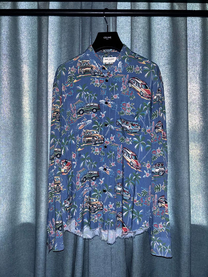Saint Laurent Hawaiian Print Button-Up Shirt