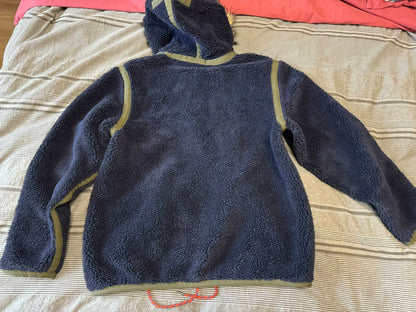 cozy navy fleece pullover with hood