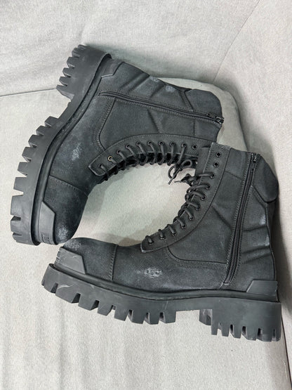 balenciaga strike vintage military boots black