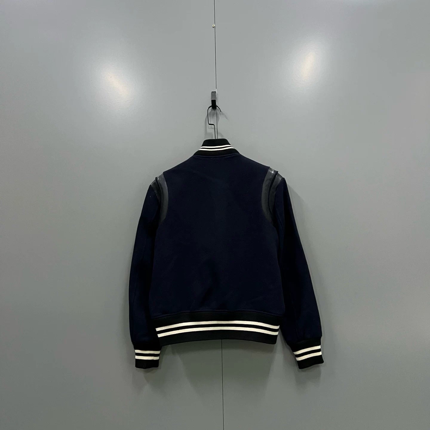 Saint Laurent Dark Blue Leather Patch Jacket