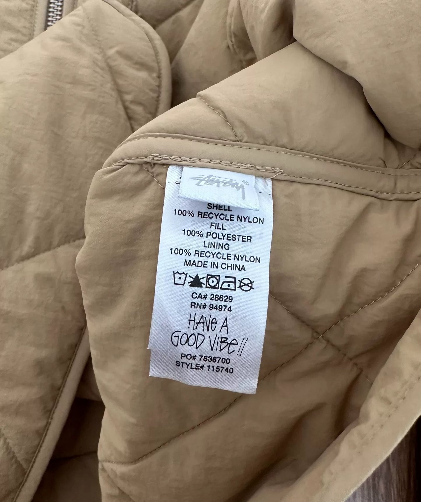 stussy 23fw 8-ball quilted liner jacket