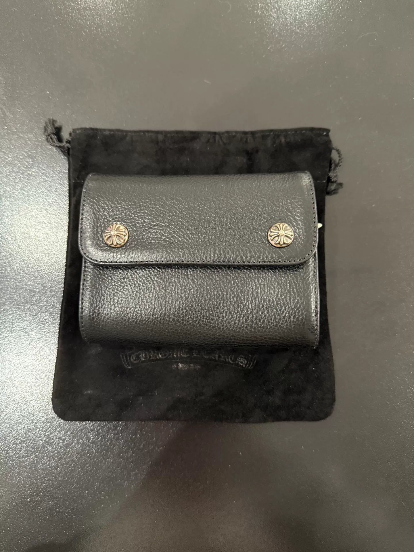 Chrome Hearts Double Silver Buckle Folding Wallet