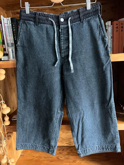 kendo denim wide pants in black