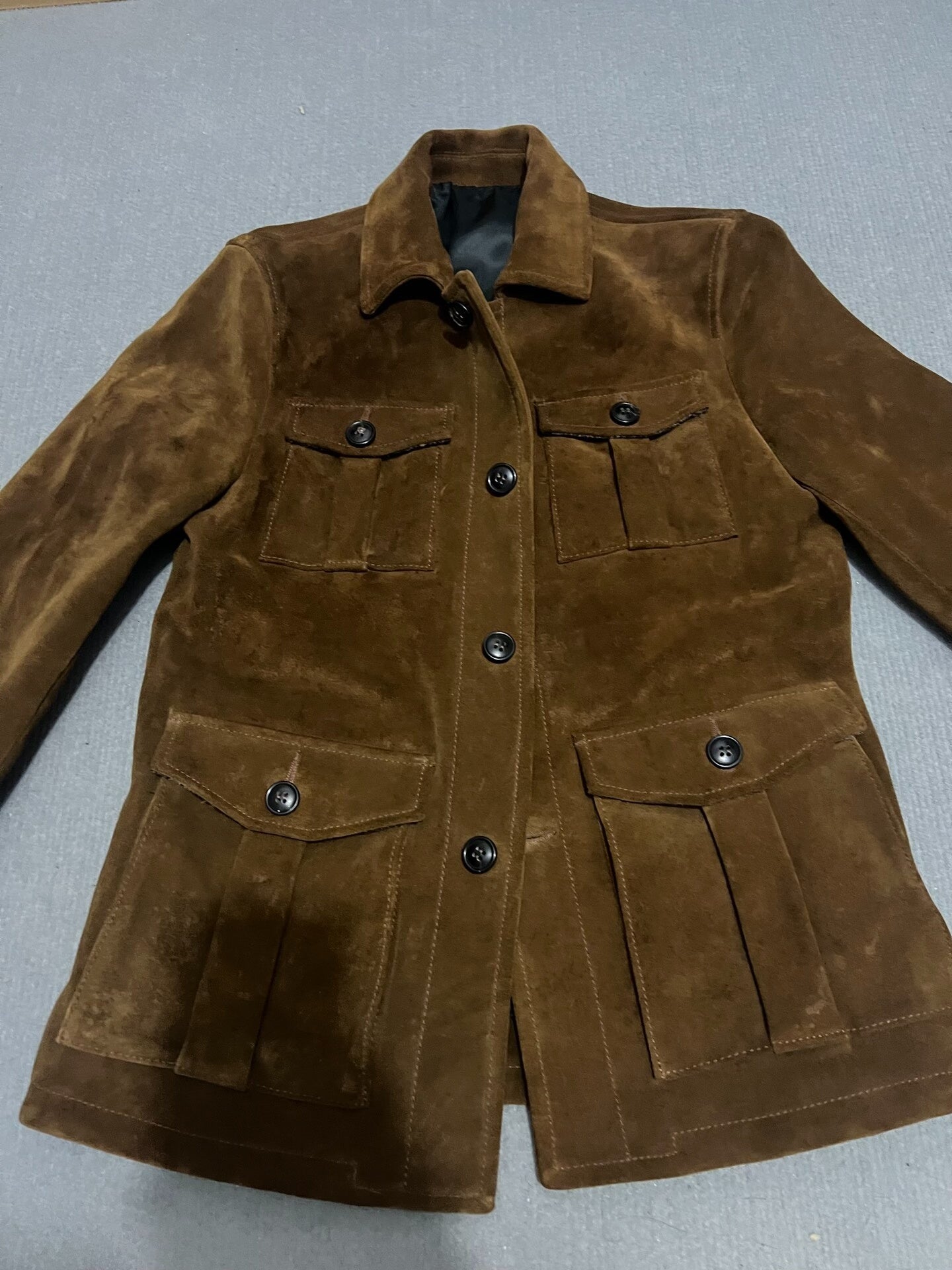 Suede Leather Four-Pocket Hunting Jacket