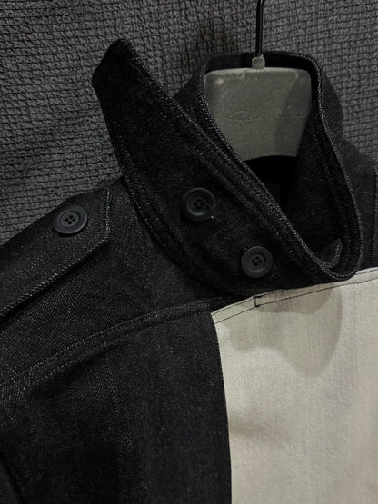 rick owens black paint splash trench coat