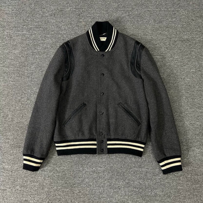 Saint Laurent Gray Wool Baseball Jacket