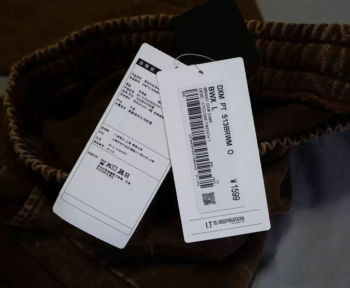 dime cyclone french terry pants in brown