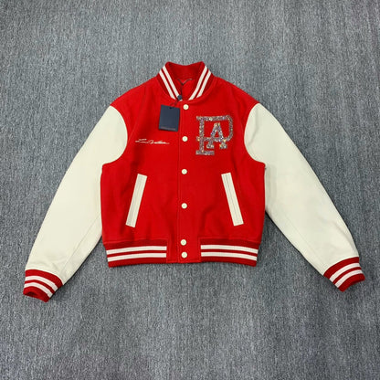 louis vuitton red and white embroidered jacket