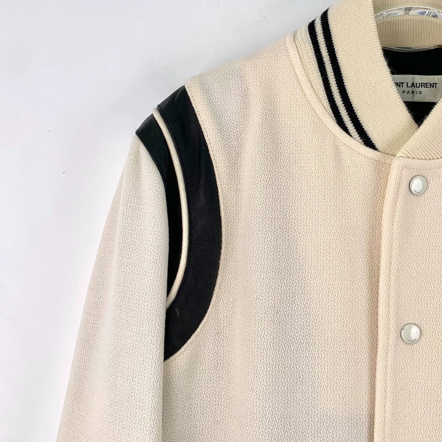 Yves Saint Laurent Cream Baseball Jacket