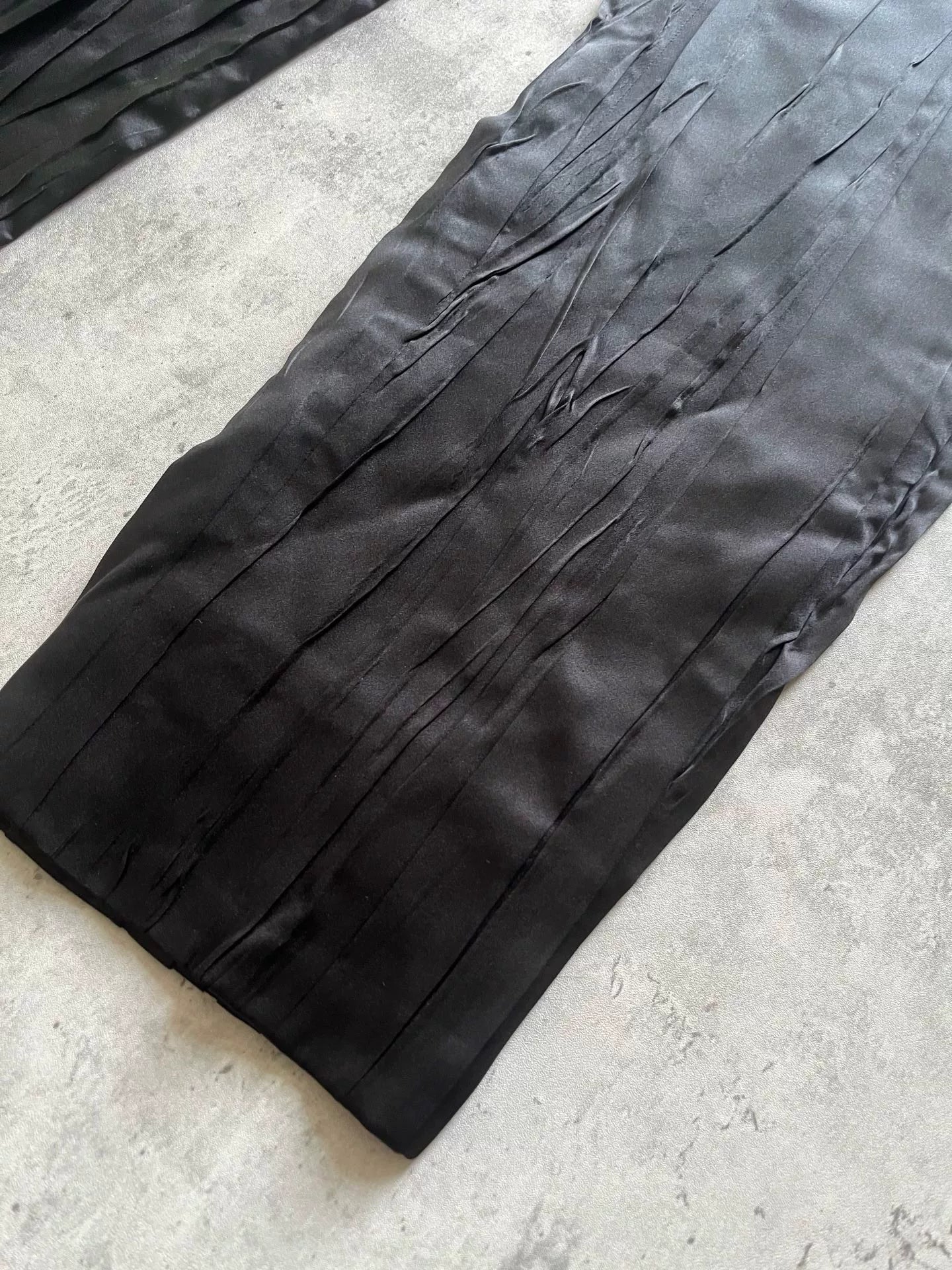 Saint Laurent Pleated Silk Black Trousers
