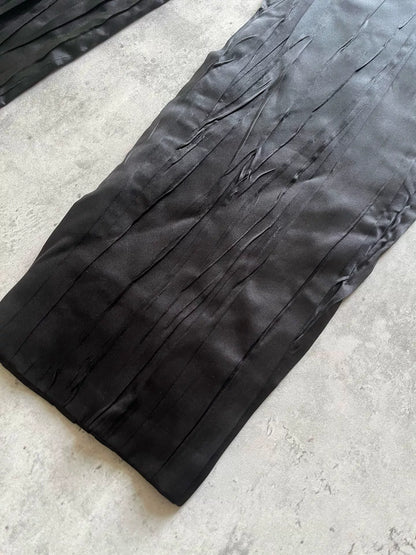 Saint Laurent Pleated Silk Black Trousers