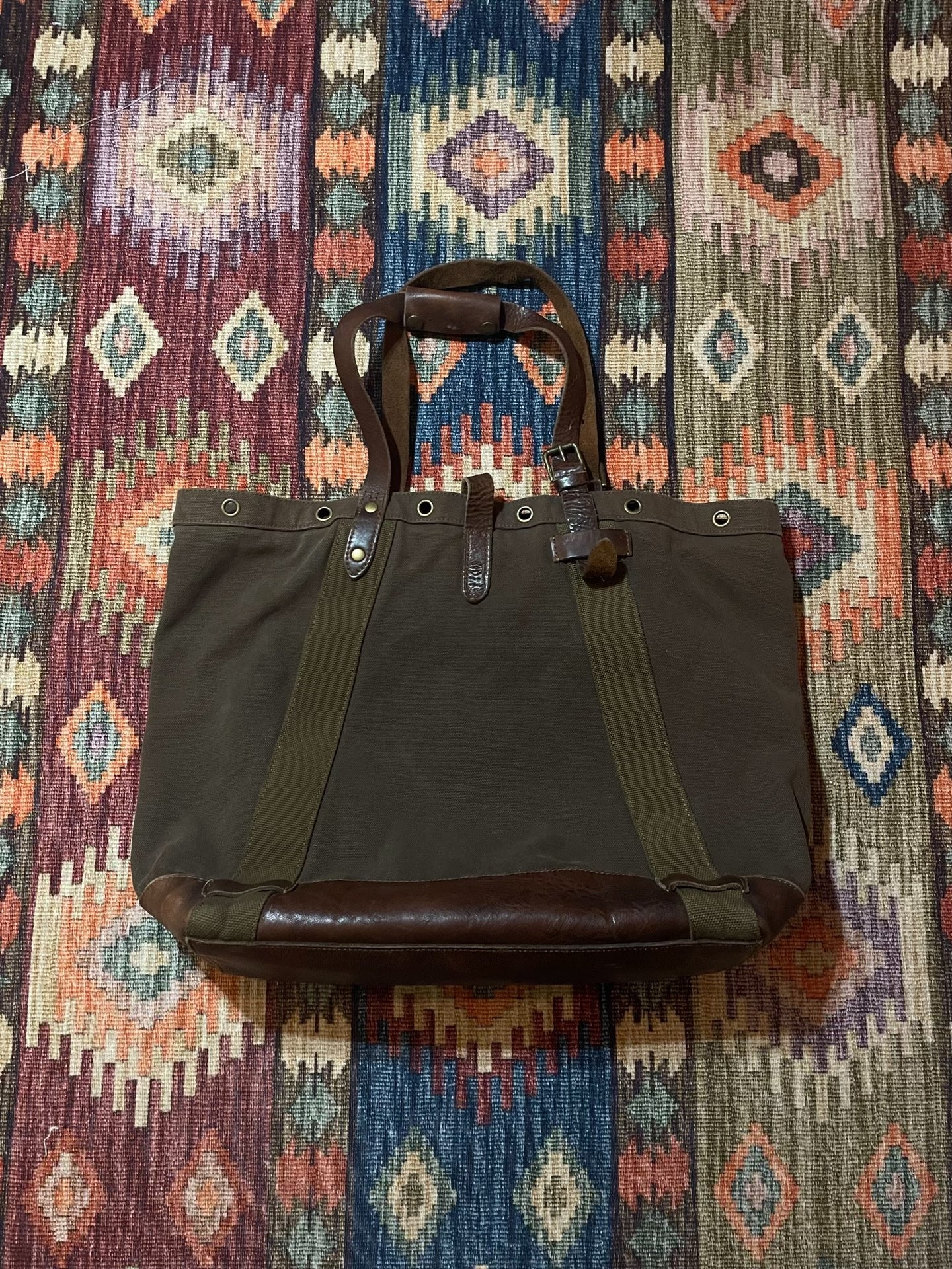 RALPH LAUREN POLO Vintage Canvas Leather Tote