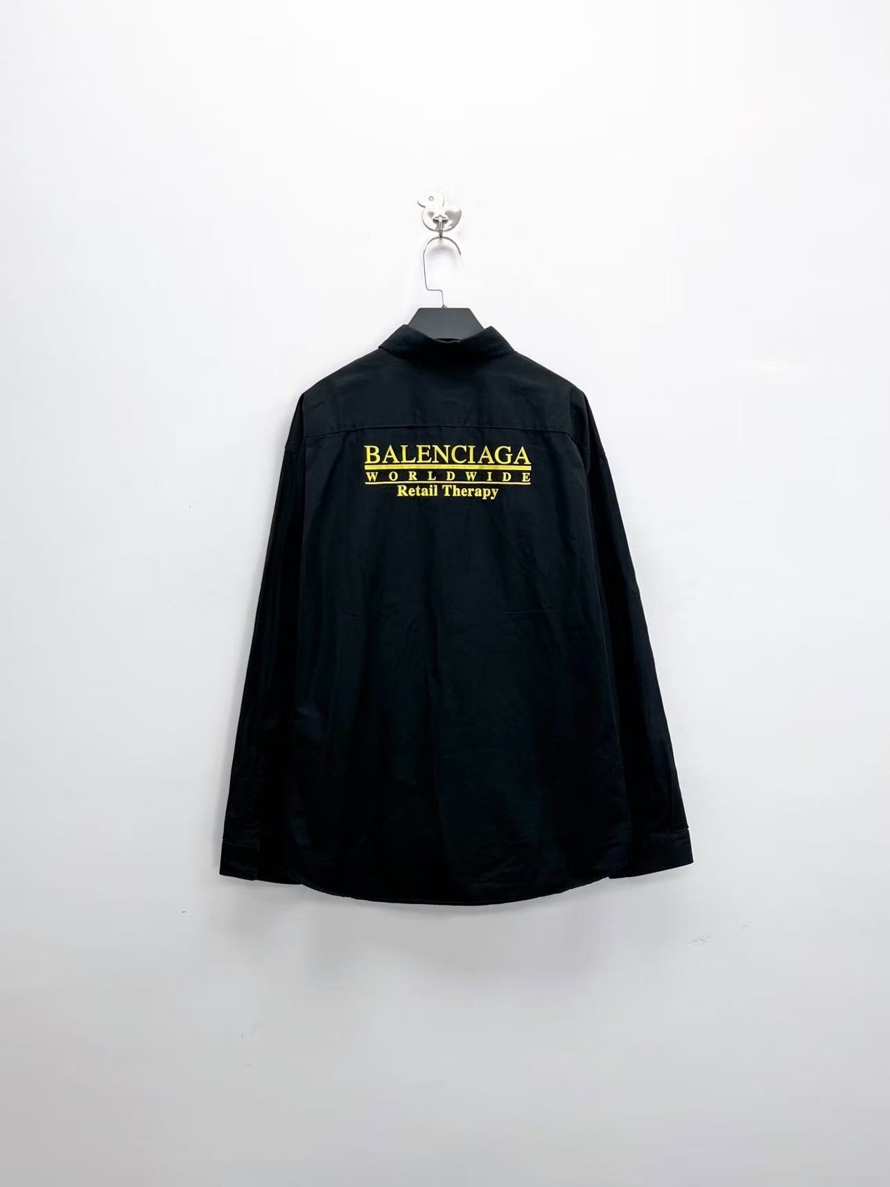 Balenciaga Black and Yellow Logo Shirt Jacket