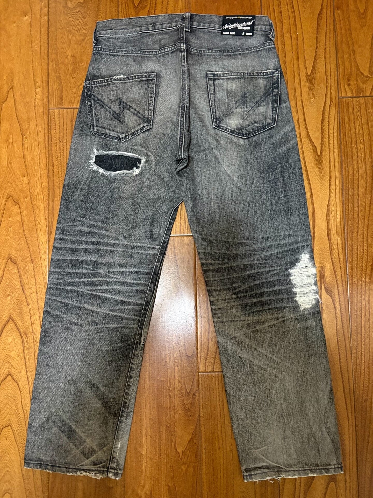 neighborhood savage basic distressed denim pants