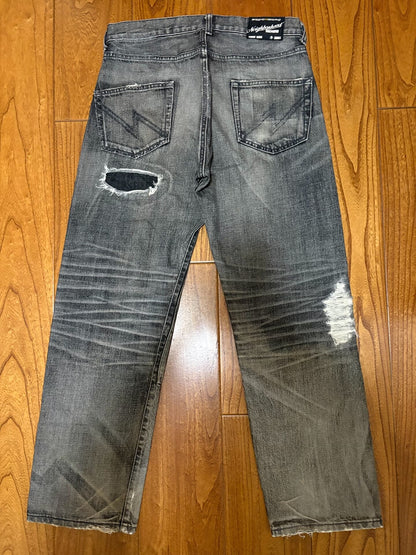 neighborhood savage basic distressed denim pants