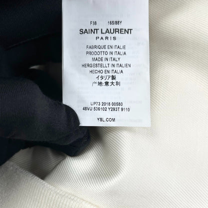 Saint Laurent White Teddy Stripe Baseball Jacket