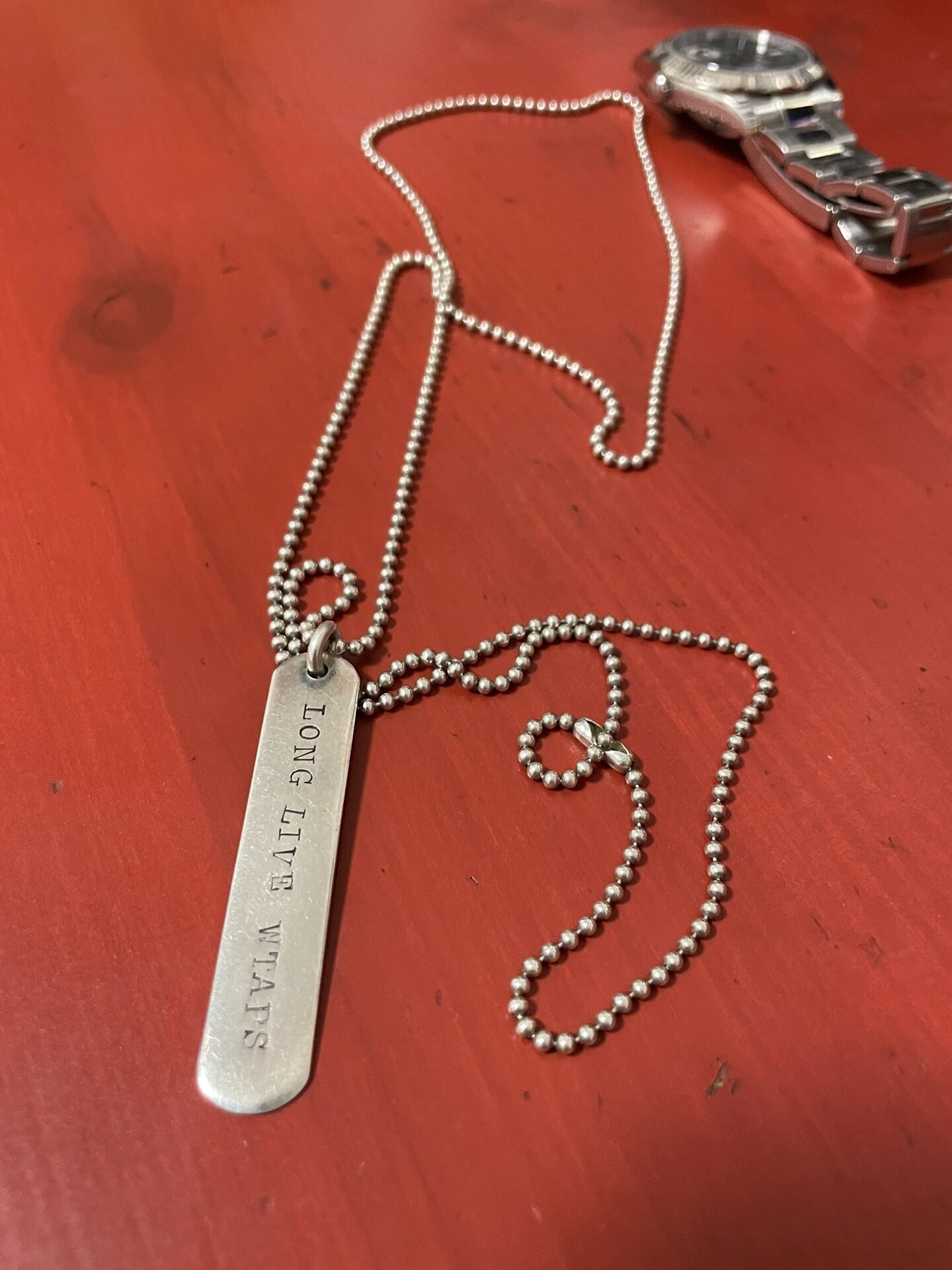 wtaps military dog tag necklace