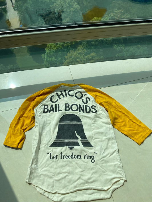 chico's bail bonds graphic long sleeve shirt